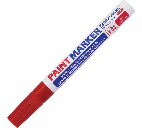 Лаковый маркер-краска BRAUBERG paint marker 4 мм, красный, professional plus 151446