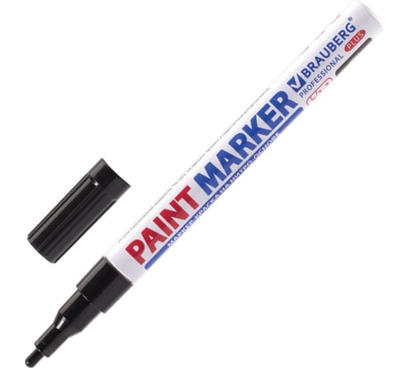 Лаковый маркер-краска BRAUBERG paint marker 2 мм, черный, нитро-основа, алюминий 151439