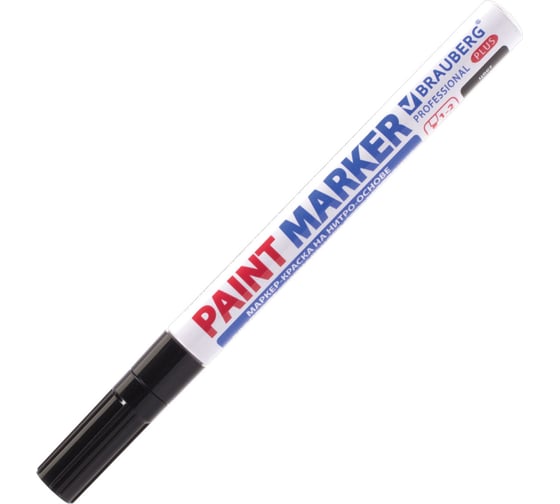 Лаковый маркер-краска BRAUBERG paint marker 2 мм, черный, нитро-основа, алюминий 151439