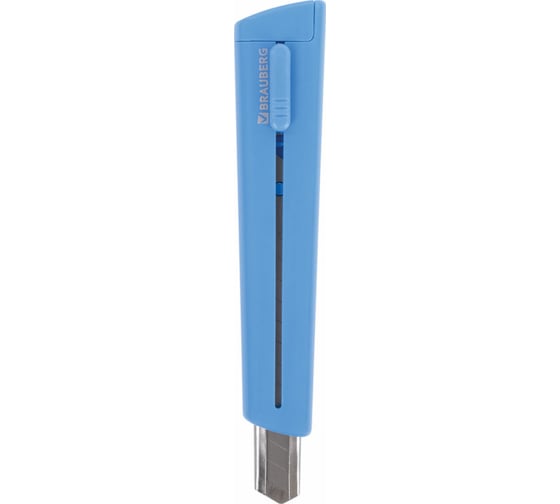 Канцелярский нож BRAUBERG Delta, 9 мм, автофиксатор, цвет голубой 237086