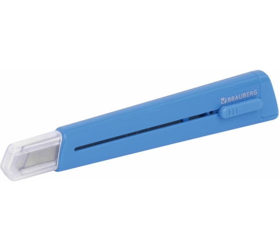 Канцелярский нож BRAUBERG Delta, 9 мм, автофиксатор, цвет голубой 237086