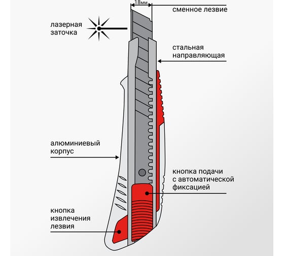 Нож в металлическом корпусе 18 мм Vira Auto-lock 831309