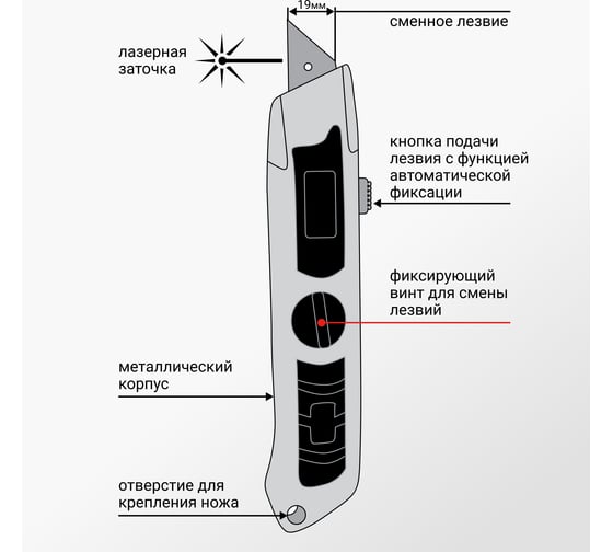Нож с выдвижным лезвием Vira Quick-open 831101