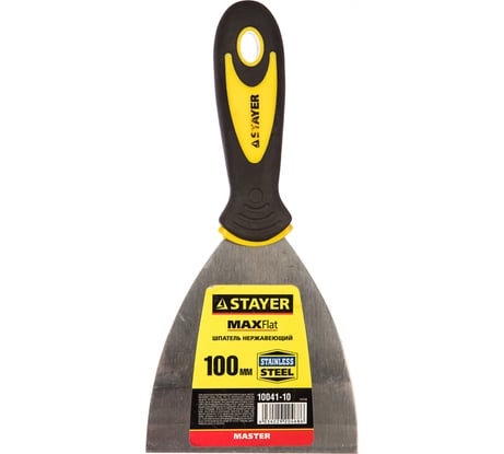 Шпатель STAYER Orion нержавеющее профилированное полотно, 2к ручка, 100мм 10041-10