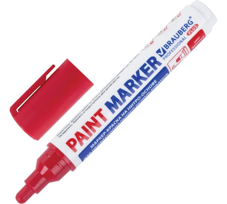 Лаковый маркер-краска BRAUBERG PRO PLUS EXTRA paint marker 6 мм, красный, нитро-основа 151452