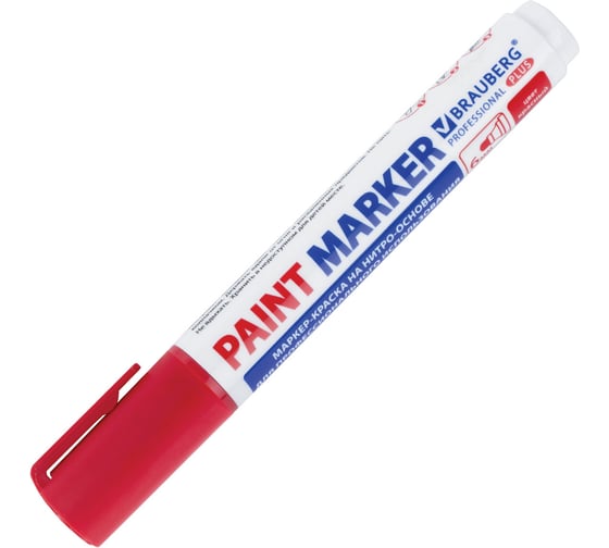 Лаковый маркер-краска BRAUBERG PRO PLUS EXTRA paint marker 6 мм, красный, нитро-основа 151452