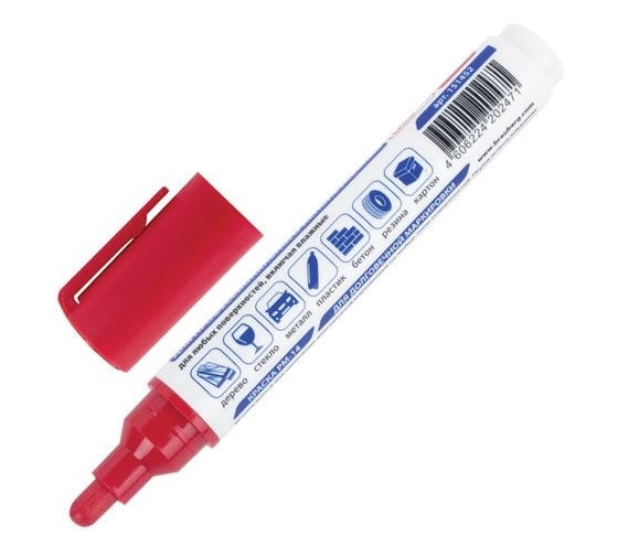 Лаковый маркер-краска BRAUBERG PRO PLUS EXTRA paint marker 6 мм, красный, нитро-основа 151452