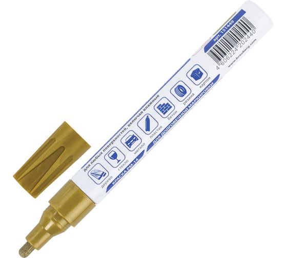 Лаковый маркер-краска BRAUBERG PROFESSIONAL PLUS paint marker 4 мм, золотой 151449