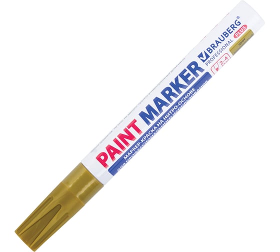 Лаковый маркер-краска BRAUBERG PROFESSIONAL PLUS paint marker 4 мм, золотой 151449