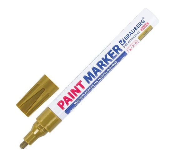 Лаковый маркер-краска BRAUBERG PROFESSIONAL PLUS paint marker 4 мм, золотой 151449 1