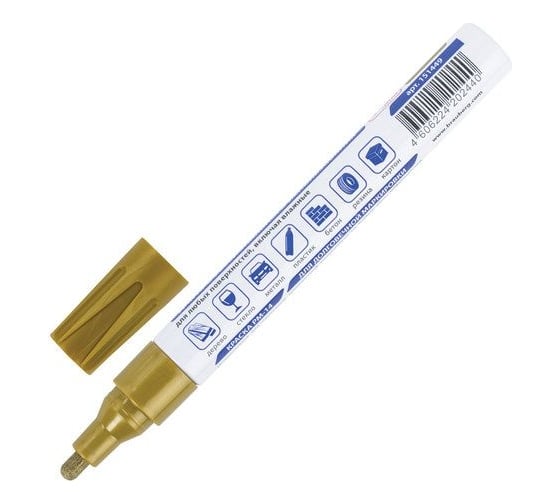 Лаковый маркер-краска BRAUBERG PROFESSIONAL PLUS paint marker 4 мм, золотой 151449