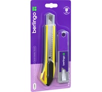 Канцелярский нож Berlingo razzor 300 18 мм, желтый, сменные лезвия 10 шт., блистер BM4132_2b
