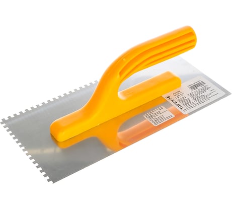 Гладилка TOPEX 280 х 130 мм, зуб 4х4 мм, нерж. сталь, пласт. ручка 13A284