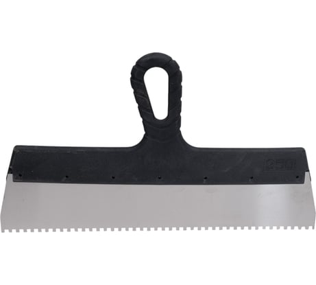 Зубчатый шпатель КЭС 4x4 мм, нержавеющая сталь, пластиковая рукоятка, 350 мм 10000036
