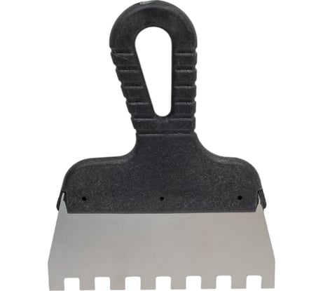 Зубчатый шпатель КЭС 10x10 мм, нержавеющая сталь, пластиковая рукоятка, 150 мм 10000053
