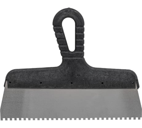 Зубчатый шпатель КЭС 4x4 мм, нержавеющая сталь, пластиковая рукоятка, 250 мм 10000034