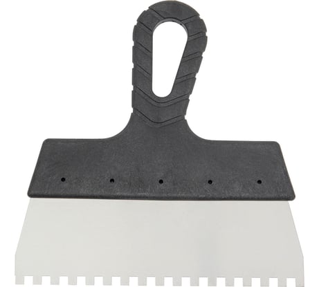 Зубчатый шпатель КЭС 6x6 мм, нержавеющая сталь, пластиковая рукоятка, 200 мм 10000040