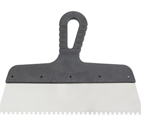 Зубчатый шпатель КЭС 4x4 мм, нержавеющая сталь, пластиковая рукоятка, 200 мм 10000033