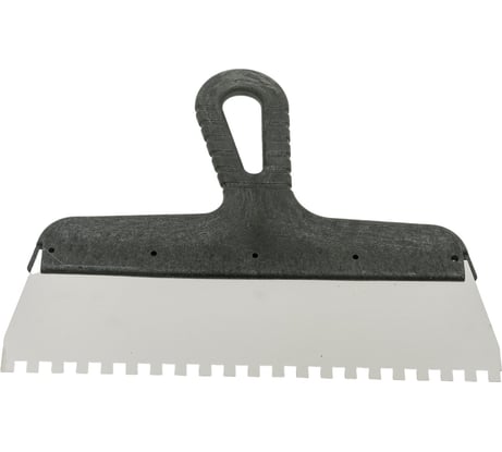 Зубчатый шпатель КЭС 6x6 мм, нержавеющая сталь, пластиковая рукоятка, 250 мм 10000041