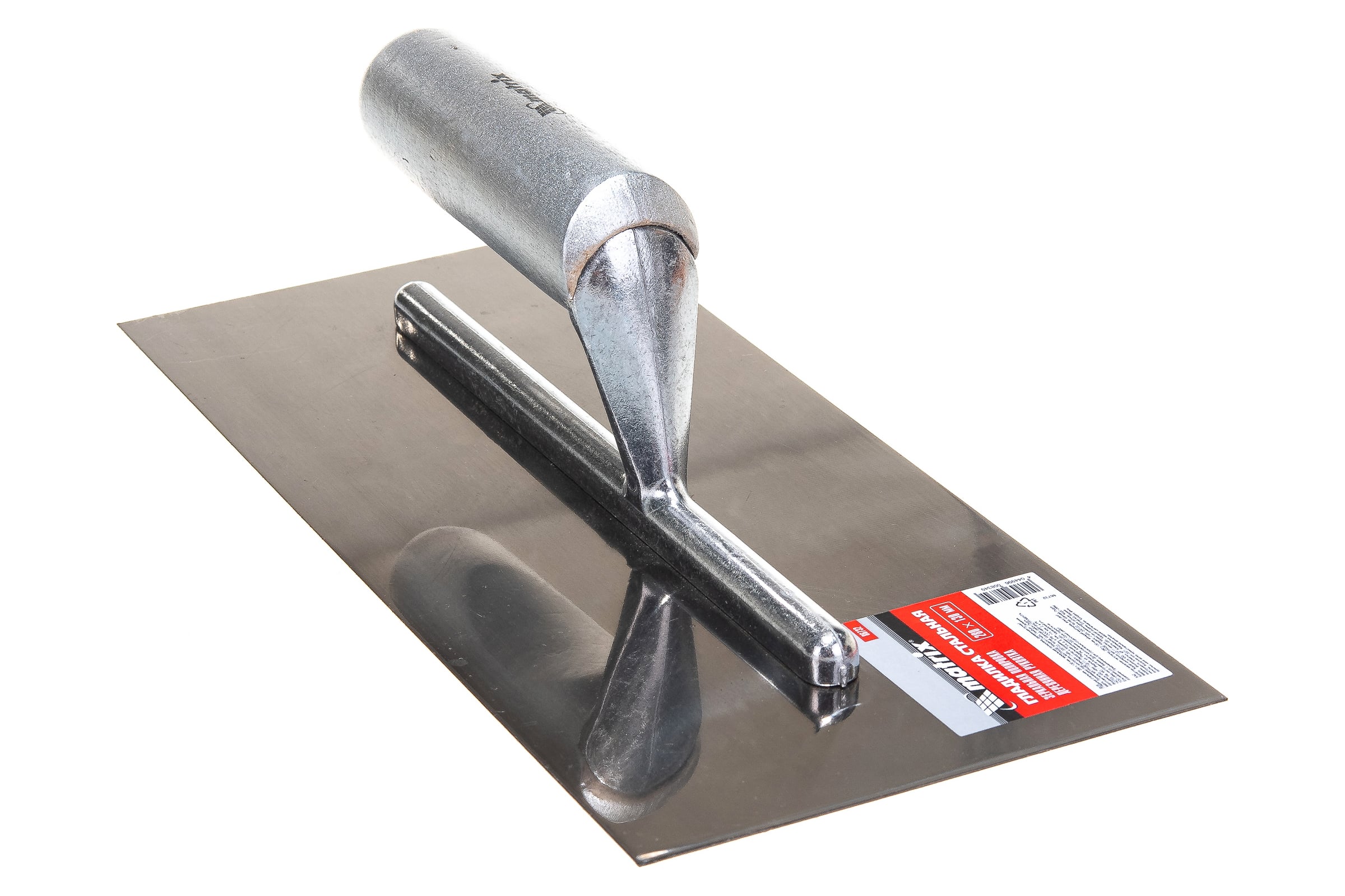 Стальнаягладилка280х130мм,зеркальнаяполировка,деревяннаяручкаMATRIX86732