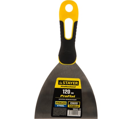 Шпатель с профилированным нержавеющим полотном и 2к ручкой 120мм STAYER PROFESSIONAL 10045-12