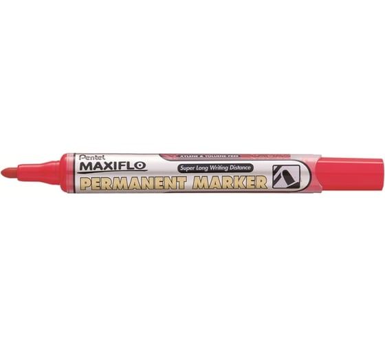 Перманентный маркер с жидкими чернилами и кнопкой подкачки чернил Pentel Maxiflo красный, 4.5 мм NLF50-B 1