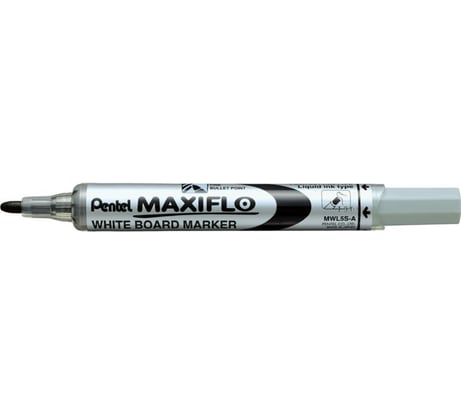 Маркер для досок с жидкими чернилами и кнопкой подкачки чернил Pentel Maxiflo черный, 4.0 мм MWL5S-A