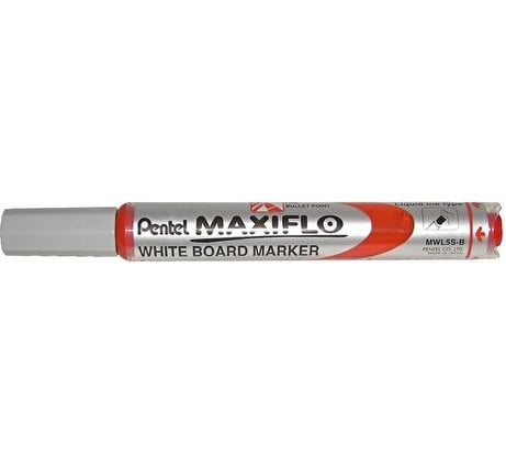 Маркер для досок с жидкими чернилами и кнопкой подкачки чернил Pentel Maxiflo красный, 4.0 мм MWL5S-B