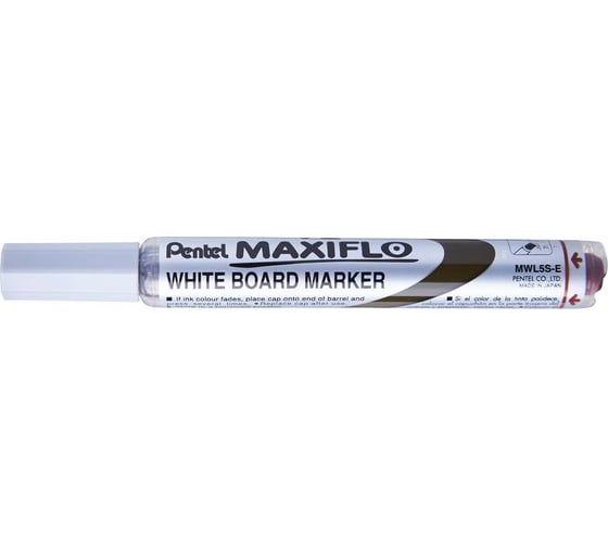 Маркер для досок с жидкими чернилами и кнопкой подкачки чернил Pentel Maxiflo коричневый, 4.0 мм MWL5S-E 1