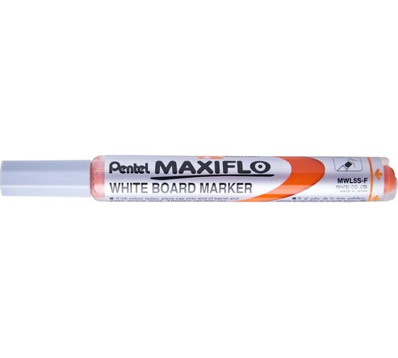 Маркер для досок с жидкими чернилами и кнопкой подкачки чернил Pentel Maxiflo оранжевый, 4.0 мм MWL5S-F 1