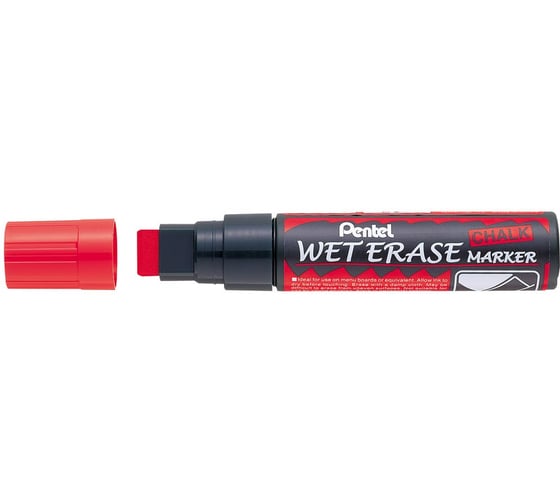 Маркер жидкий мел Pentel Wet Erase Marker красный, 10 мм/15 мм SMW56-B