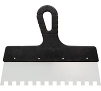 Зубчатый шпатель BOHRER 350 мм, 6x6 мм, нержавеющая сталь 0.45 мм, пластмассовая ручка ШПЗ-350306