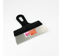 Зубчатый шпатель BOHRER 200 мм, 6x6 мм, нержавеющая сталь 0.45 мм, пластмассовая ручка ШПЗ-200306