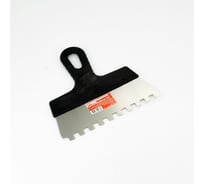 Зубчатый шпатель BOHRER 200 мм, 10x10 мм, нержавеющая сталь 0.45 мм, пластмассовая ручка ШПЗ-200310