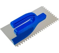 Зубчатая гладилка BOHRER 130x270 мм, 10x10 мм, нержавеющая сталь, с пластиковой рукояткой ГПЗ-132710