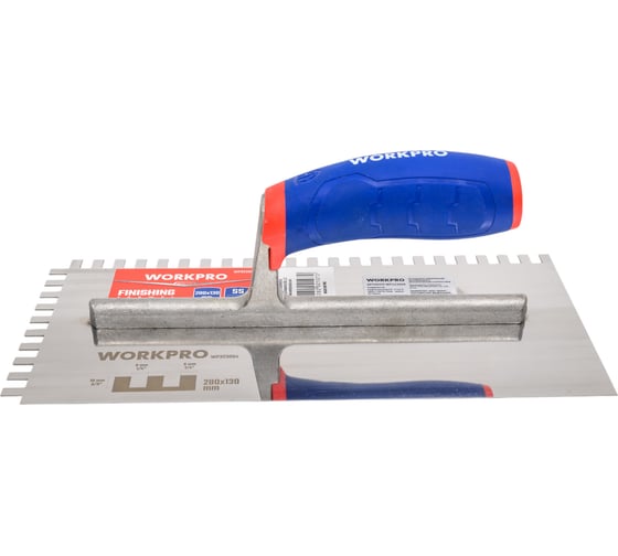 Гладилка из нержавеющей стали WORKPRO 280х130х0.7 мм, зубья 6х10 мм WP323004