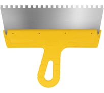 Фасадный зубчатый шпатель (250 мм, нержавеющая сталь, 6 мм, желтая ручка) Biber МАСТЕР 35185 тов-176012