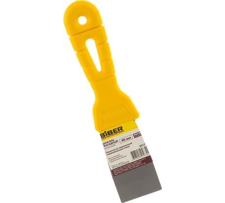 Фасадный шпатель (40 мм, нержавеющая сталь, желтая ручка) Biber МАСТЕР 35171 тов-175998