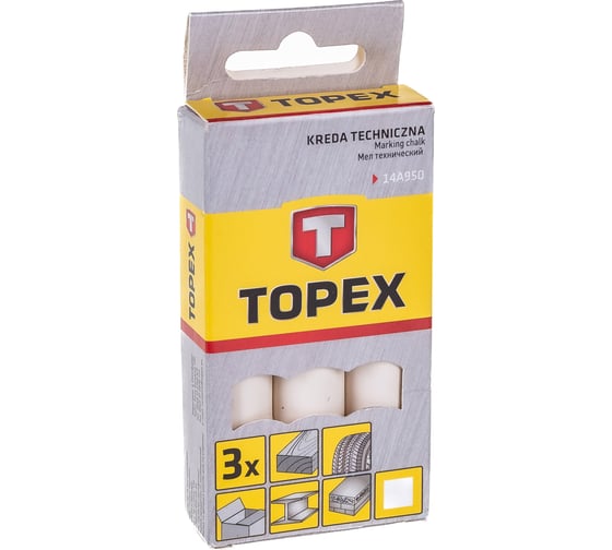 Белый мел 13 x 85, 3 шт. TOPEX 14A950