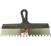 Фасадный шпатель Gigant 350 мм зуб 10х10 мм из нержавеющей стали с пластиковой ручкой SPT 040