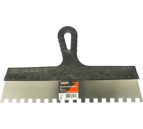 Фасадный шпатель Gigant 350 мм зуб 10х10 мм из нержавеющей стали с пластиковой ручкой SPT 040