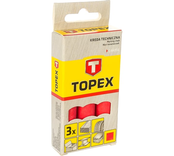 Мел (красный 13 x 85) 3 шт. TOPEX 14A956