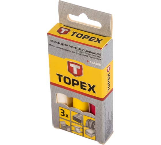Мел набор (белый, желтый, красный) 13 x 85; 3 шт. TOPEX 14A968
