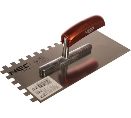 Гладилка с зубьями 10x10x10мм, 280x130мм NEO Tools 50-025