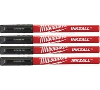 Ручка (черная, 4шт) Milwaukee INKZALL Fine Tip 48223164