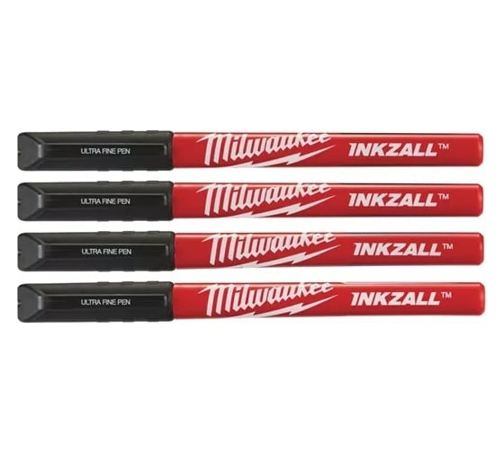 Ручка (черная, 4шт) Milwaukee INKZALL Fine Tip 48223164 1