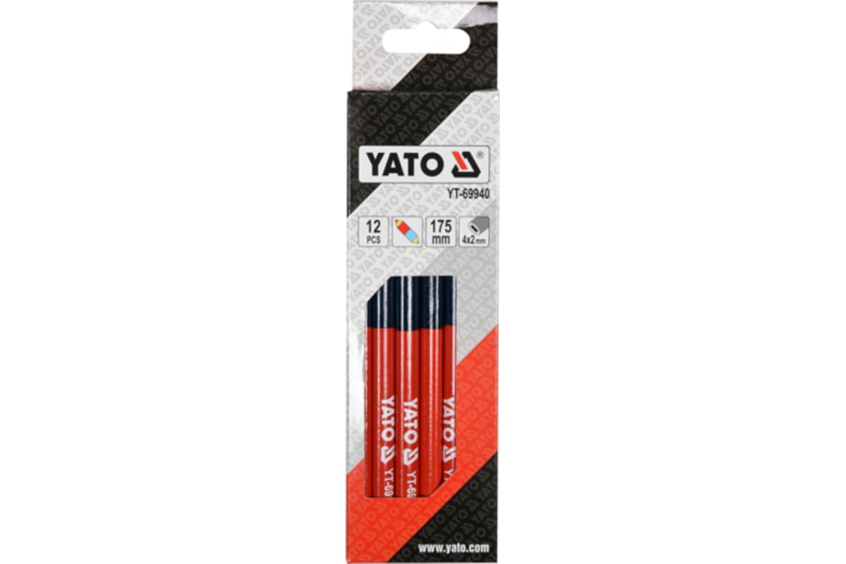 Набор плотницких карандашей YATO двухцветные синие-красные 12 штук YT ...