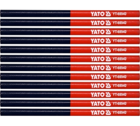 Набор плотницких карандашей YATO двухцветные синие-красные 12 штук YT-69940