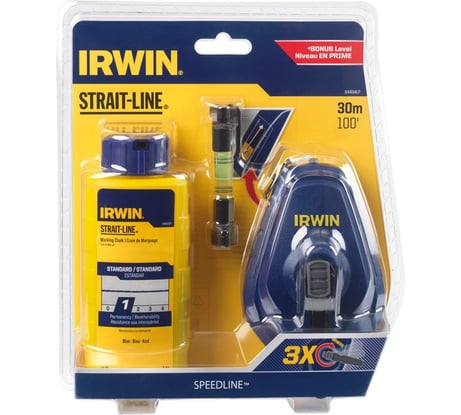 Разметочный шнур SPL30M с синим мелом (113 г) и подвесным уровнем Irwin 64494LP