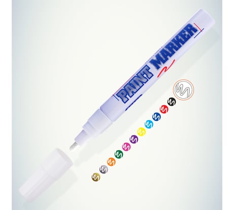 Маркер-краска Munhwa белый, универсальный, нитро-основа, пулевидный наконечник, 4 мм, Б0048229 PM-05